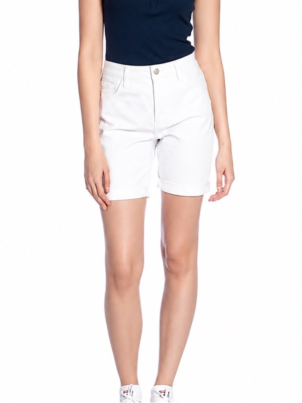 DKR Apparel Stretch Full Rise Denim Short-White